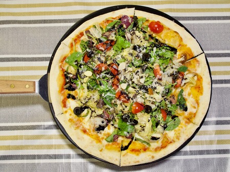 Olive salad pizzaの写真素材