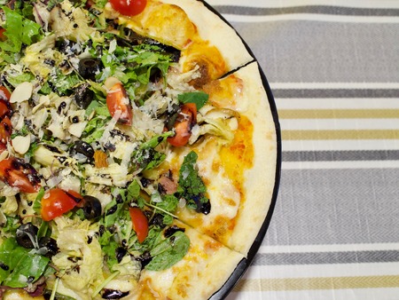 Olive salad pizzaの写真素材