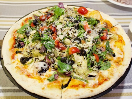 Olive salad pizzaの写真素材