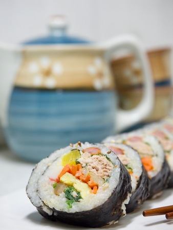 Korean food tuna kimbapの写真素材