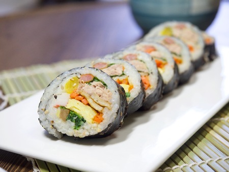 Korean food tuna kimbapの写真素材