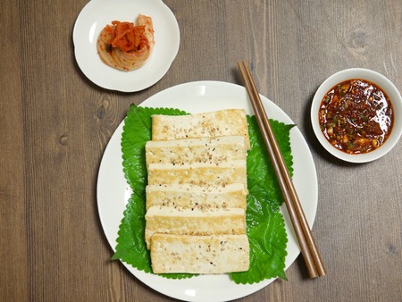 Korean food tofu dippingの写真素材