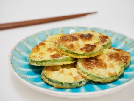 Korean food Pumpkin Pancake, hobak jeonの写真素材