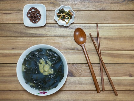 Korean dish Oyster Seaweed Soup, Miyeok-gukの写真素材
