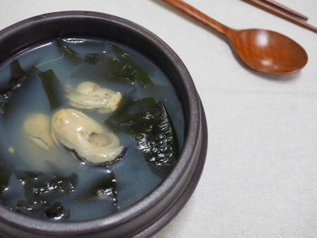 Korean food Oyster Seaweed Soup, Miyeok-gukの写真素材
