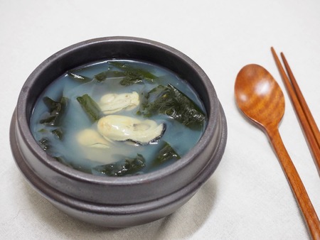 Korean food Oyster Seaweed Soup, Miyeok-gukの写真素材