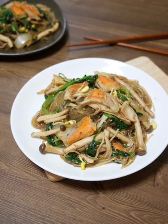 Korean traditional food japchaeの写真素材