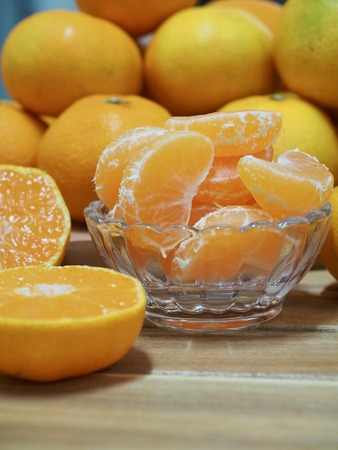 Fresh Korean fruit Jeju citrus, mandarin, tangerineの写真素材