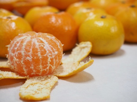 Fresh Korean fruit Jeju citrus, mandarin, tangerineの写真素材
