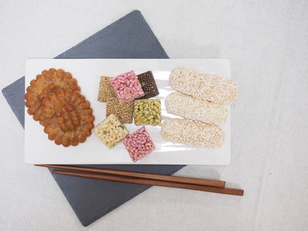 Korean traditional sweets Yakgwa and Gangjeong, yugwaの写真素材