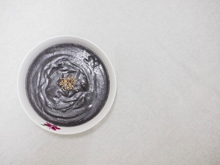 Asian food Black Sesame Porridge, Black rice gruelの写真素材