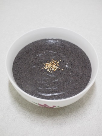 Asian food Black Sesame Porridge, Black rice gruelの写真素材