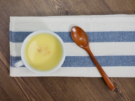 Corn soup, spoonの写真素材