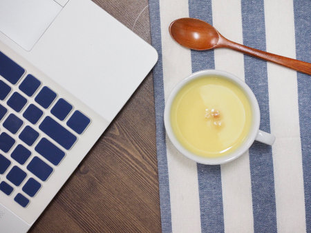Corn soup, spoon
