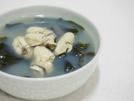 Korean food Oyster Seaweed Soupの写真素材