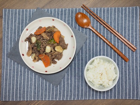 korean food bulgogiの写真素材