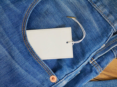 Clothing label, blue jeans