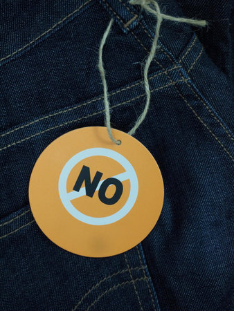 Clothing label, blue jeans