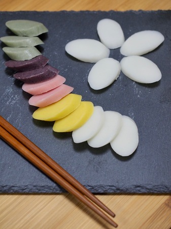 Korean food, Five colors Bar rice cakeの写真素材