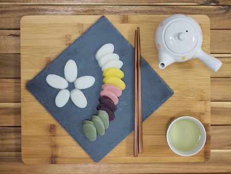 Korean food, Five colors Bar rice cakeの写真素材