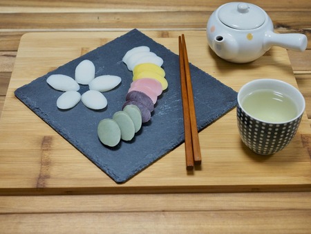 Korean food, Five colors Bar rice cakeの写真素材