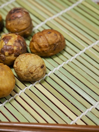 Korean food roast chestnuts, gunbamの写真素材