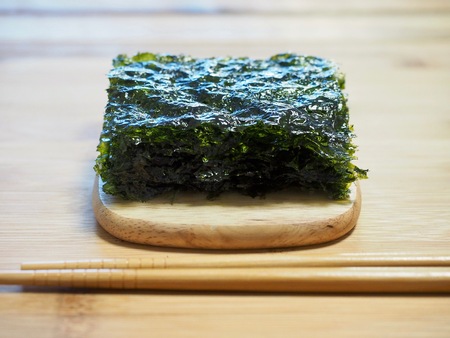 Korean food laver, seasoned laverの写真素材