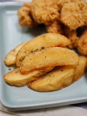 fried potato, French friesの写真素材