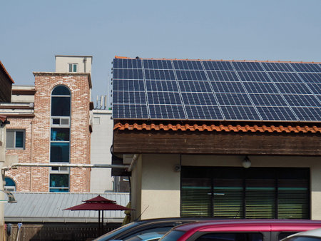 House roof with solar panel in Korea