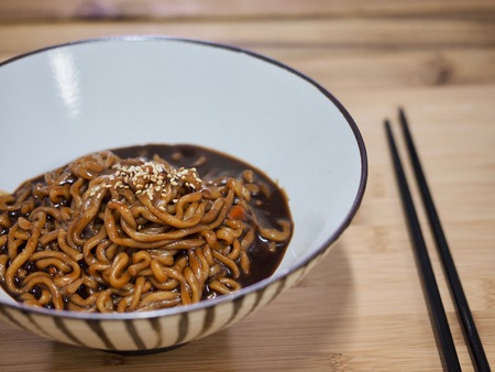 Korean food Instant Jajangmyeonの写真素材