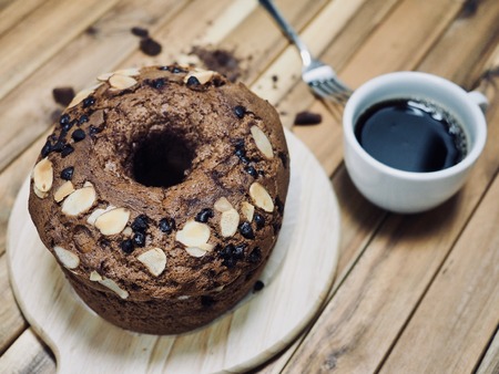 Chocolate brown muffins and coffeeの写真素材