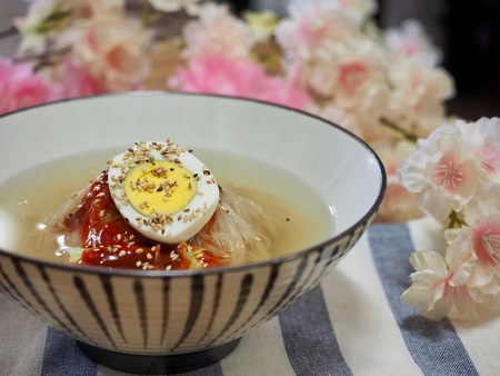 Korean food Cold Buckwheat Noodles, Mul-naengmyeonの写真素材
