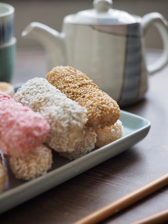 Korean traditional cookie yugwa, Hangwaの写真素材