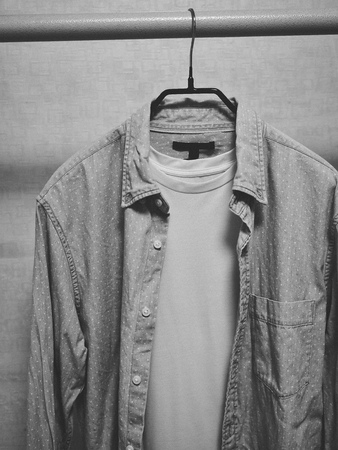 White round shirt and shirtの写真素材