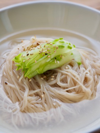 Korean food Cold Buckwheat Noodles, Mul-naengmyeonの写真素材