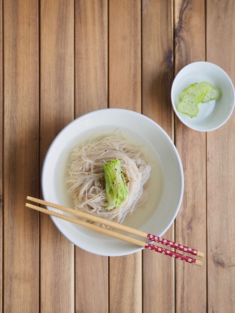 Korean food Cold Buckwheat Noodles, Mul-naengmyeonの写真素材