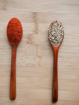 Pepper powder, perilla powder, sesame powderの写真素材