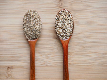 Pepper powder, perilla powder, sesame powderの写真素材