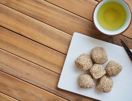 Asian food Sesame glutinous rice cakeの写真素材
