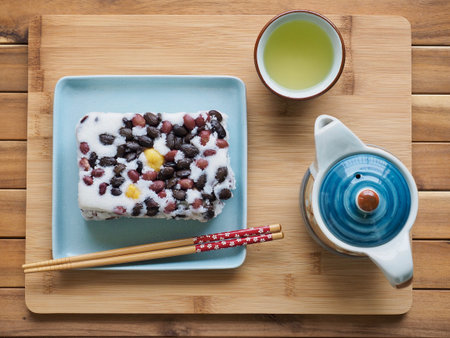 Korean food bean Snow White Rice Cake, Baek-seolgiの写真素材