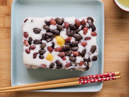 Korean food bean Snow White Rice Cake, Baek-seolgiの写真素材
