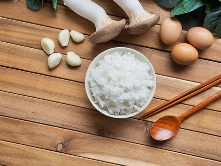 Asian food White rice and vegetablesの写真素材