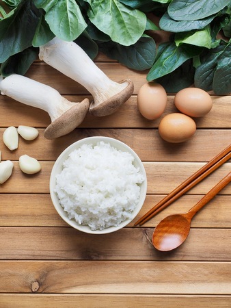 Asian food White rice and vegetablesの写真素材