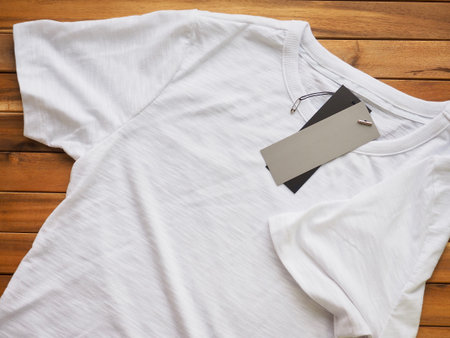 White round t-shirt and clothing labelの写真素材