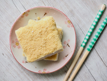 Korean traditional food yellow steamed rice cake