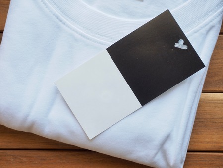 White round t-shirt and clothing labelの写真素材