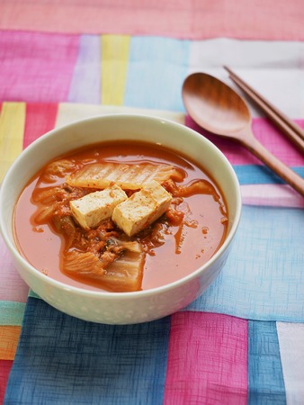 Korean food Kimchi stew, Kimchi-jjigaeの写真素材