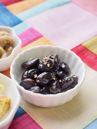 Simmered bean soy sauce, Simmered bean soy sauce, egg rollの写真素材