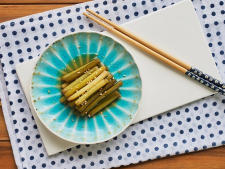 Korean food garlic stalk Simmered soy sauceの写真素材