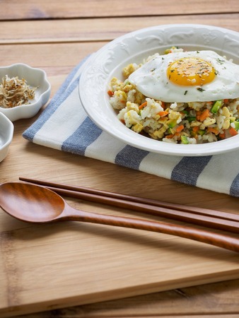 Asian food Vegetable egg fried riceの写真素材